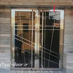 درب استیل دو لنگه ورودی لابی مدل s4