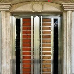 درب استیل و چوب ورودی لابی مدل s26